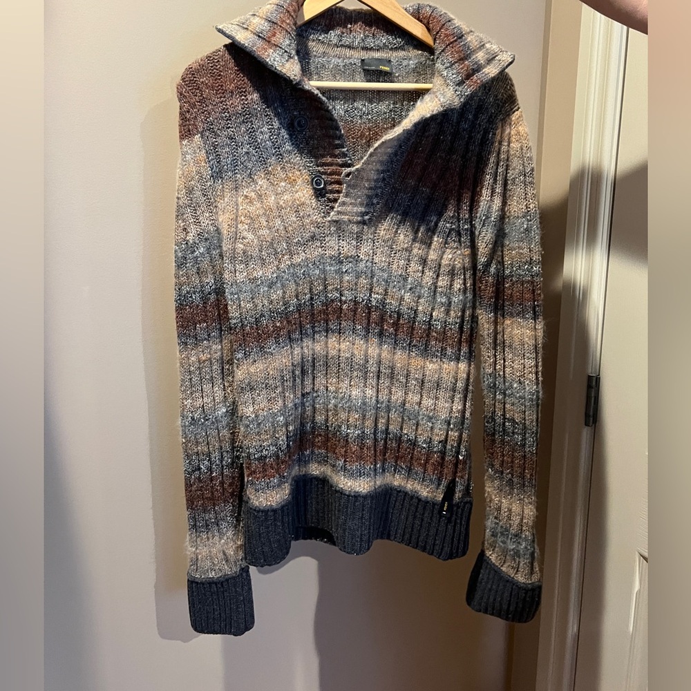 FENDI Men’s Wool Striped Sweater with Collar
